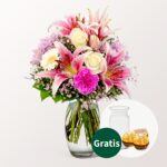 Bild von Blumenstrauß Glücksmoment mit Vase & 2 Ferrero Rocher