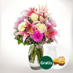 Bild von Blumenstrauß Glücksmoment mit Vase & 2 Ferrero Rocher