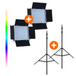 Bild von Rollei Bundle 2x Lumis Panel 600 RGB inkl. Stativ