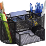 Bild von relaxdays Mesh-Design Schwarz Schreibtischorganizer und Stiftehalter inkl. Schublade