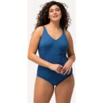 Bild von Ulla Popken Badeanzug, Wickeloptik, Glitter, Softcups, recycelt