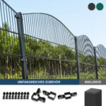 Bild von Home Deluxe Doppelstabmattenzaun Schmuckzaun MORATA Berg inkl. Eckpfosten Anthrazit / Grün – Moosgrün – Höhe 200 cm – Länge 30 m + 4x Eckpfosten