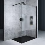 Bild von Mai & Mai Walk-In-Duschwand 10mm Glaswand ESG-Sicherheitsglas Teilsatiniert & NANO-Versiegelung 110×200 cm Wandprofil Schwarz