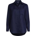 Bild von Leinenbluse, Damen,  Blau, Leinen, by Lands‘ End
