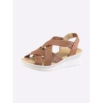 Bild von Sandalette HEINE, Damen, Gr. 35, cognac, Glattleder, Leder, Schuhe Sandalette