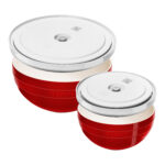 Bild von ZWILLING Fresh & Save BOWLS Schüssel-Set mit Vakuumdeckeln, 18 cm/ 24 cm/ 4-tlg., Kirschrot/ Weiß, Keramik