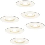 Bild von HOFTRONIC 6er Set Bari LED Einbaustrahler- 4W 345lm – 4000K neutralweiß – GU10 – Dimmbar – Rund – IP64 Wasserdicht – Weiß – Für Bad, Innen und Außen