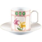 Bild von Swarovski Idyllia Kaffeetasse mit Untertasse, Porzellan, Kristallines Printmotiv, Blume, Mehrfarbig Unisex OS