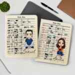 Bild von Callie Personalisierte Vintage Bibliothek Karte Lesen Cartoon Charakter Pad Fall Schutzhülle für iPad mit Namen Weihnachten Geburtstag Geschenk für Frauen Männer