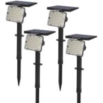 Bild von HOFTRONIC 4er Set Eagle Solar Gartenstrahler mit Erdspieß – Inkl. Dämmerungsschalter – PIR Bewegungsmelder – CCT 3000K und 4000K – 4 Lichtmodi – 200lm – 6-12 Stunden Brenndauer – Schwenkbar – IP65 wasserdicht – Gartenstrahler