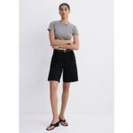 Bild von Gerade Denim-Bermudasshorts mit hohem Bund black denim – Damen – 40 – MANGO