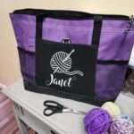 Bild von Callie Personalisierte Große Netz Tragetasche mit Strickmotiv und Namen Geburtstagsgeschenk für Nähen- und Häkelnliebhaber