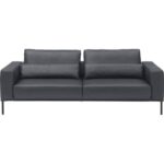 Bild von 2,5-Sitzer MUSTERRING „JustBPM100, 202 cm breit, aus hochwertigem Leder“, navy, B:202cm H:88cm T:107cm, 100% Leder, Sofas, wahlweise mit Nierenkissen und mot. Sitzauszug, Metallfuß in schwarz