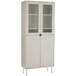Bild von Xora Vitrine, Seidengrau, Metall, Glas, Holzwerkstoff, 4 Fächer, 80x186x35 cm, Typenauswahl, Wohnzimmer, Wohnwände, Vitrinenschränke